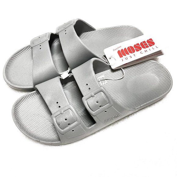 🖤 NWT Freedom Moses Scented Slide Sandals / Metallic - 7/8 🖤 - Picture 2 of 4